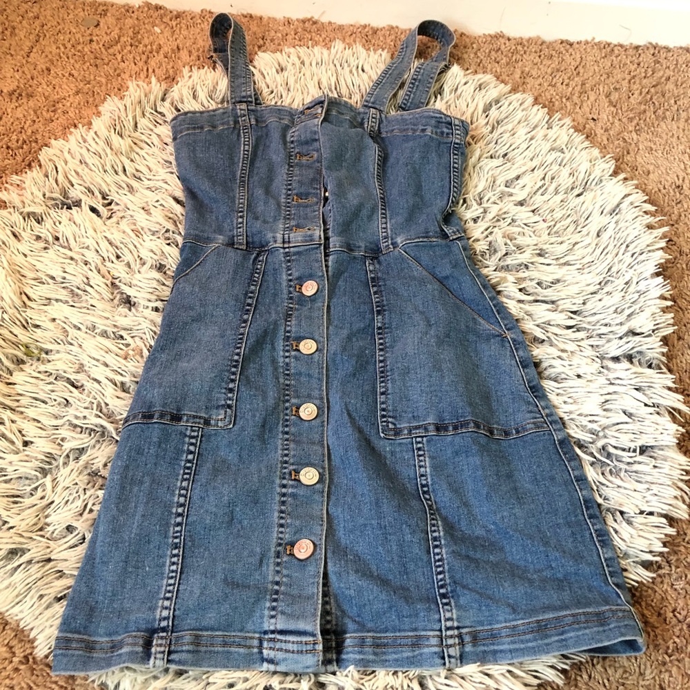 Button Through Denim  Cord Dress